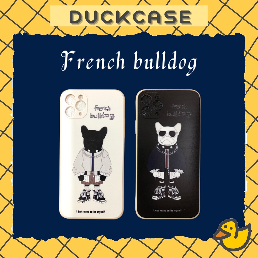 Ốp điện thoại iphone bulldog viền vuông 5/5s/6/6plus/6s/6splus/7/7plus/8/8plus/x/xr/xs/11/12/pro/max/plus/promax