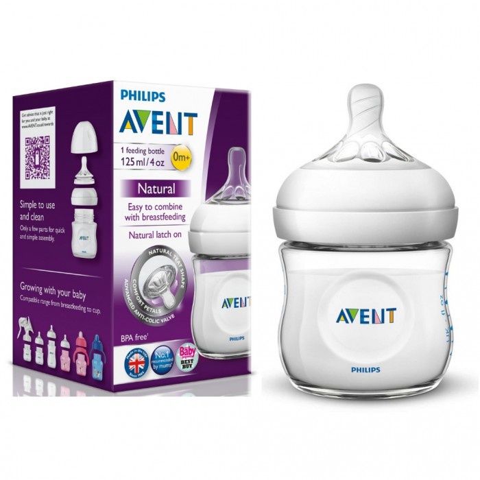 Bình sữa Philips Avent Natural 60ml/125ml/260ml/330ml bằng nhựa, không có BPA. Hỗ trợ đổi size núm