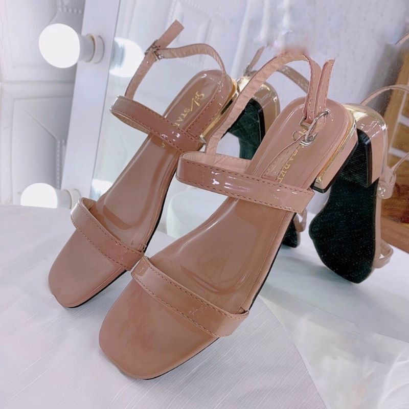 Sandal nữ đế bệt free ship 2 quai mảnh da bóng cực xinh CHAGO GNU177