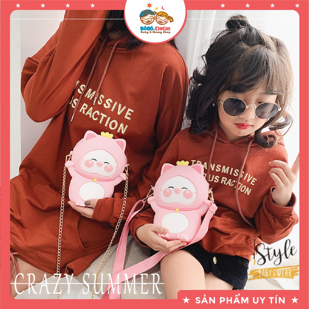 Túi Đeo Chéo Bằng Silicon HELLO KITTY Xinh Xắn Cho Mẹ & Bé Gái