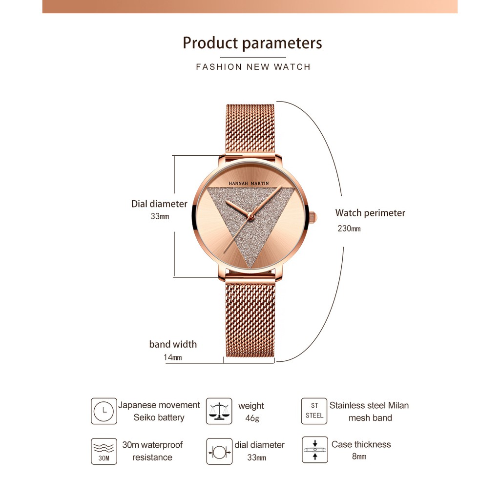 Đồng hồ nữ siêu mỏng Hannah Martin chính hãng - model HM-1332 dây thép mặt nhỏ - bảo hành 1 năm | BigBuy360 - bigbuy360.vn
