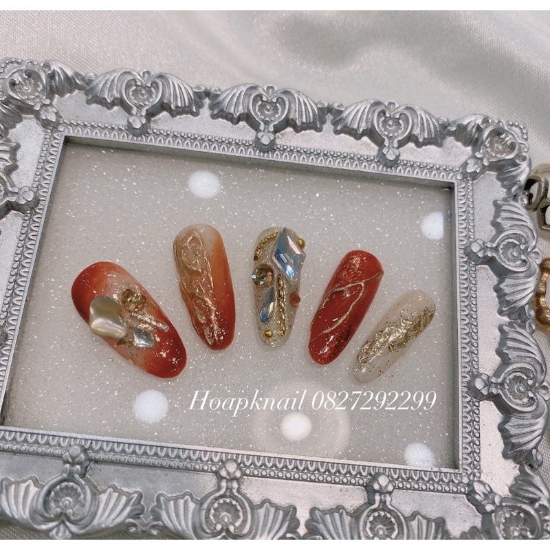 Nail box đính đá, móng degish phong cách Hàn