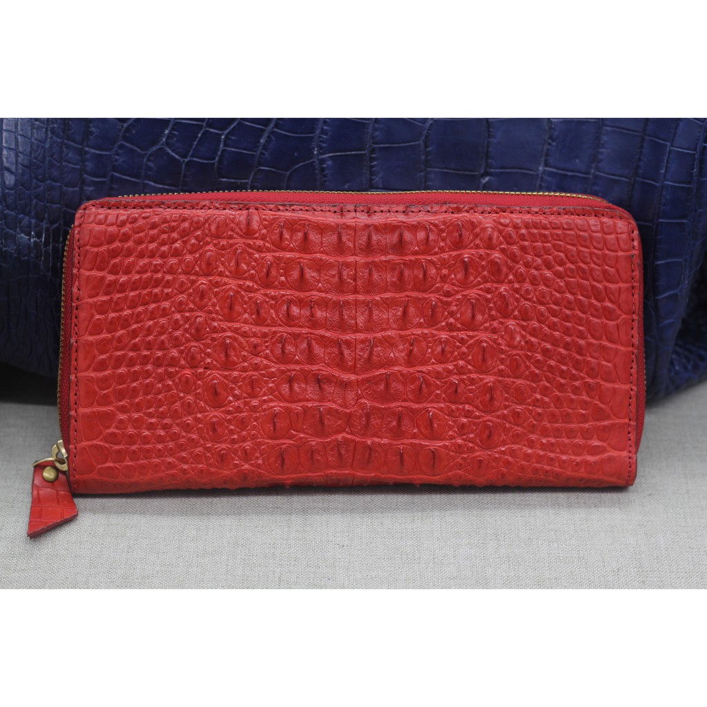 Ví/Bóp Cầm Tay Da Cá Sấu Thật Thiết Kế Tinh Tế- Sang Trọng- Quý Phái (Màu Đỏ)