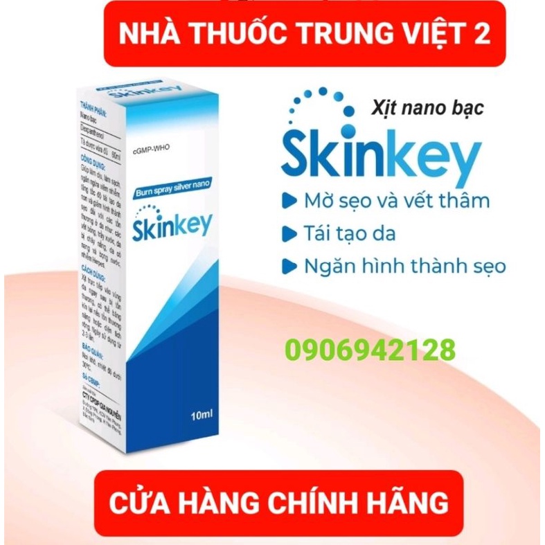 Xịt làm mờ sẹo và vết thâm nano bạc SKINKEY 10ml