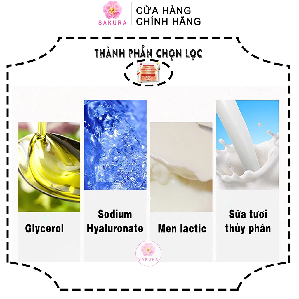 Mặt nạ trắng da sữa chua ROREC Mask dưỡng ẩm cấp nước bổ sung collagen giảm thâm tàn nhang nội địa trung 30ml SAKURA