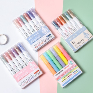 Bộ bút highlight pastel vience - bút ghi nhớ dòng đánh dấu nhiều màu bộ 6 cây