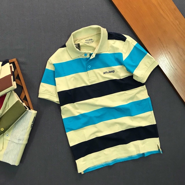 Áo thun nam from suôn sọc ngang cổ bẻ | BigBuy360 - bigbuy360.vn