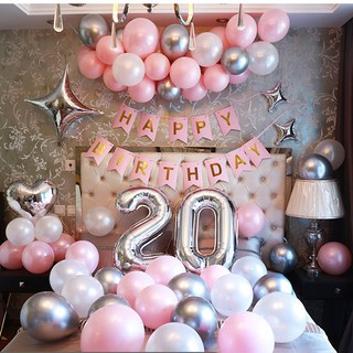 Set Bóng Trang Trí Sinh Nhật Happy Birthday (Tặng Bơm + Băng Dính)