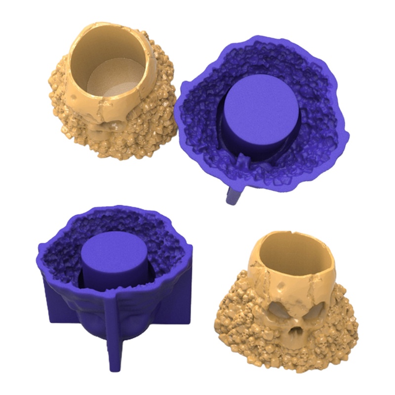 Khuôn Silicone Làm Chậu Hoa / Ống Đựng Bút Hình Đầu Lâu 3D Độc Đáo Trang Trí Thủ Công