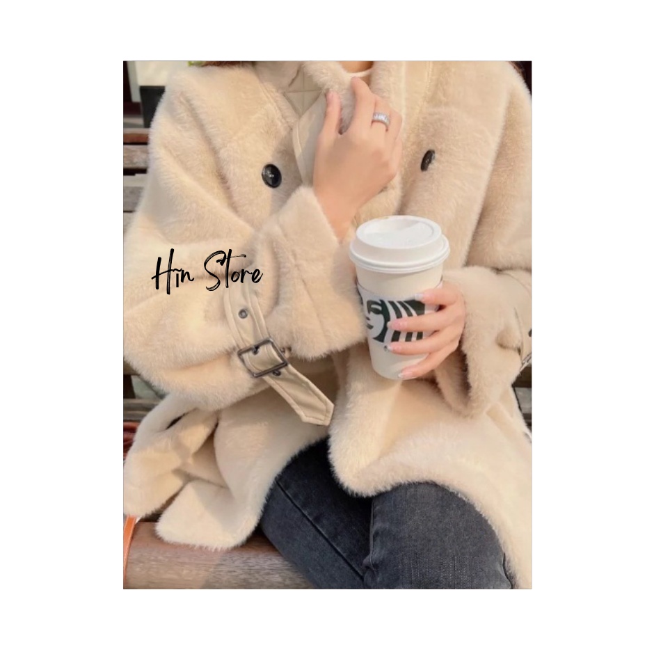 Áo Khoác Lông Cừu Có Đai Cúc Đen Chất Liệu Lông Cừu Đẹp Wild.Goute | BigBuy360 - bigbuy360.vn