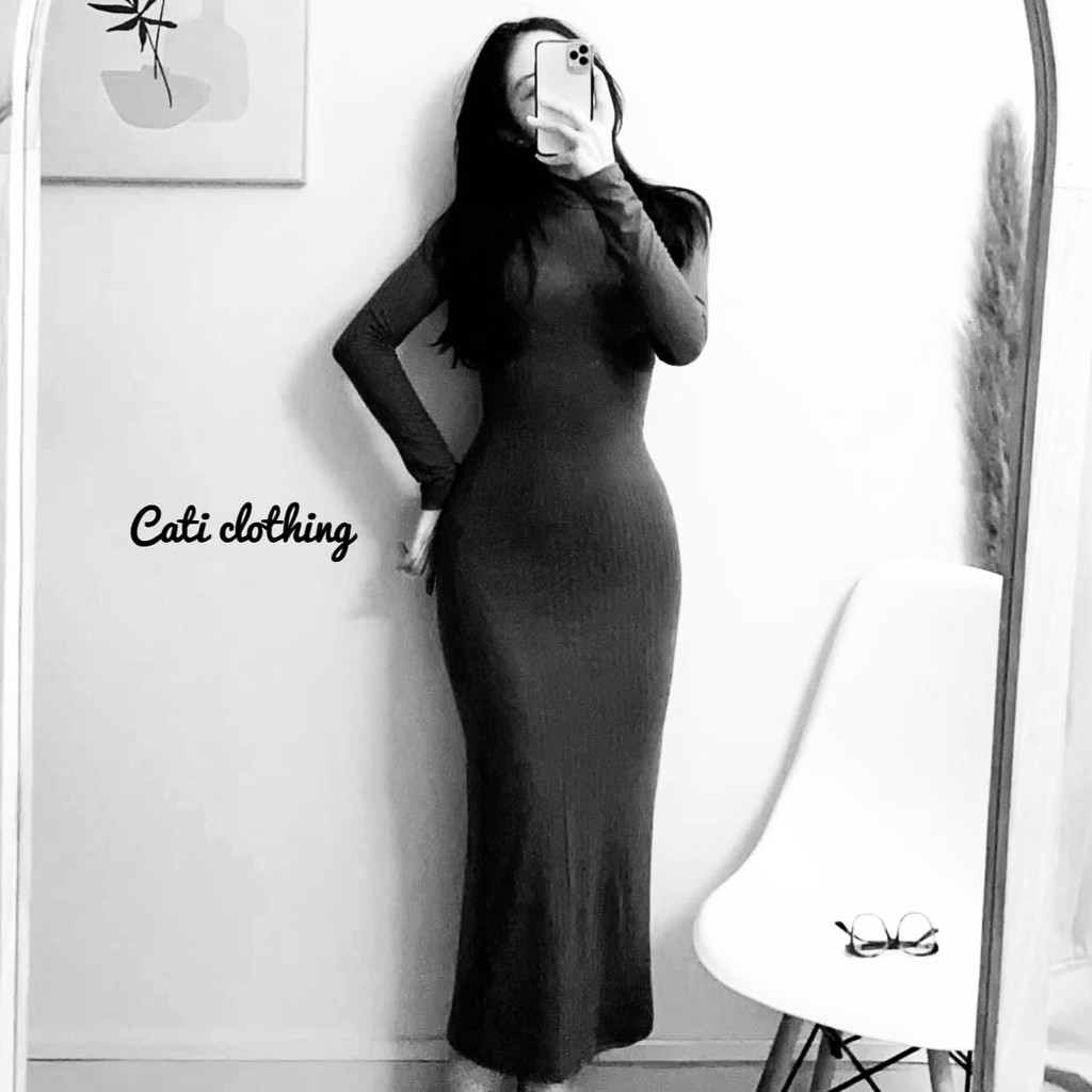 Đầm Body Len Tăm Trơn Dáng Dài
