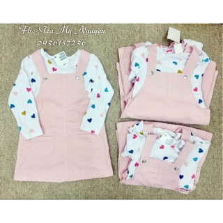Set váy yếm kèm áo trái tim HM auth 💕🌈