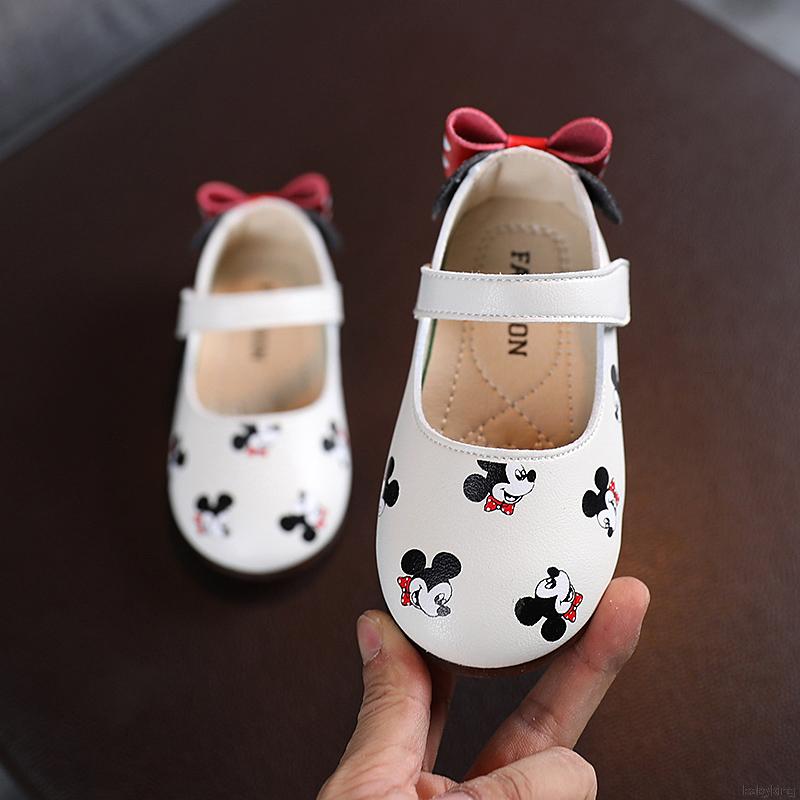 Giày Búp Bê Hình Chuột Minnie Đế Mềm Chống Trượt Cho Bé Tập Đi