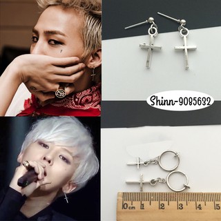 Khuyên tai nam - khuyên nam BTS - bông tai Unisex titan không gỉ, chữ thập G-Dragon