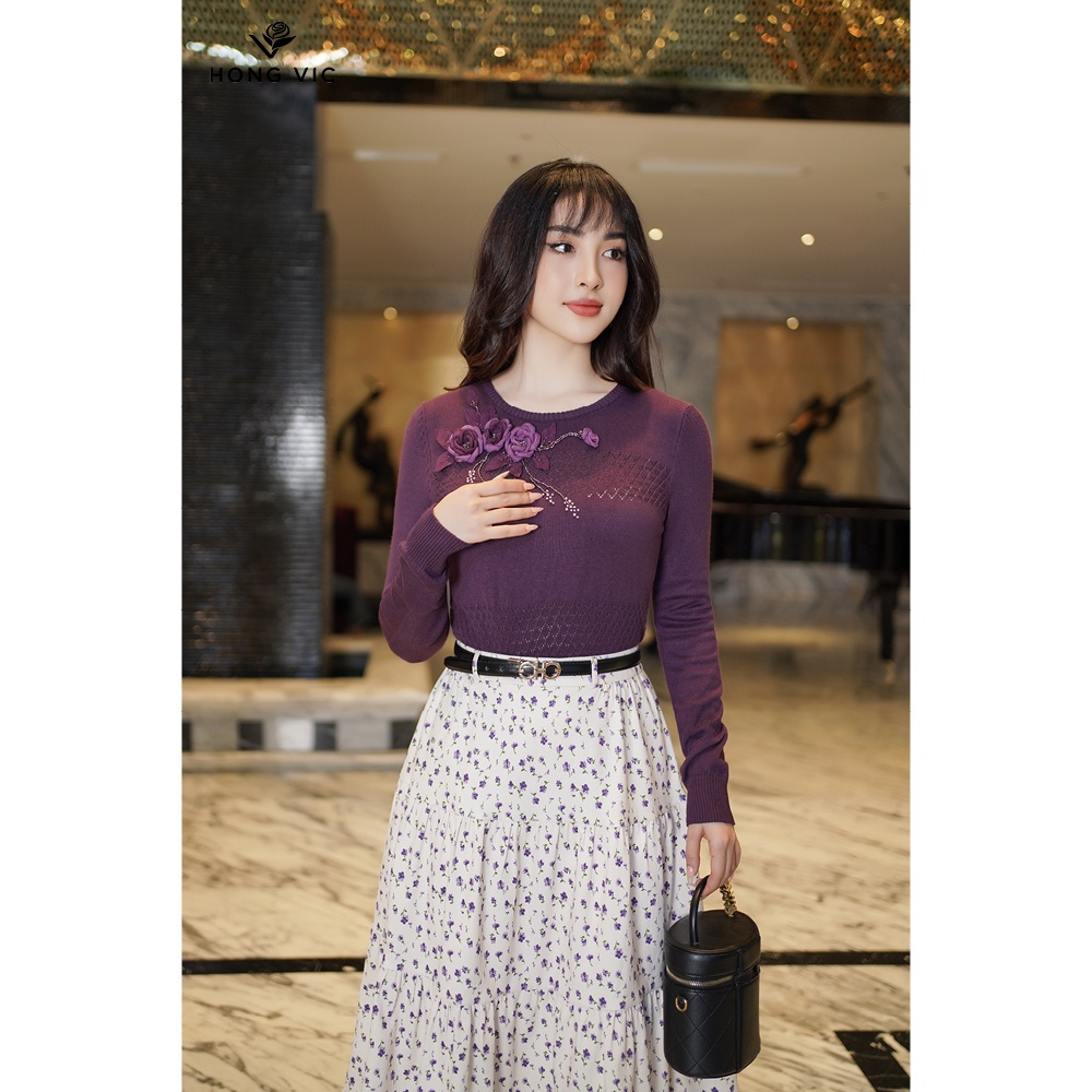 Áo len nữ Hongvic tím sẫm AL08