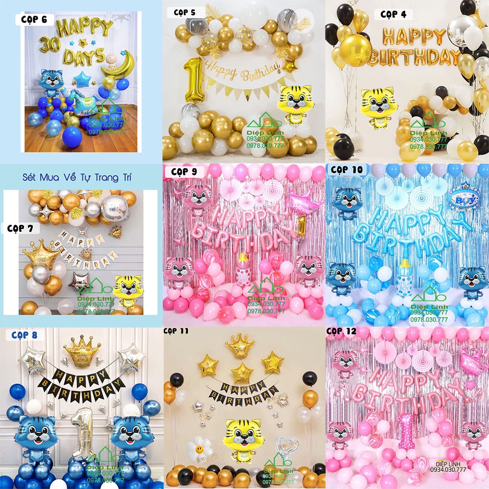 Set Bóng Trang Trí Sinh Nhật Bé Mẫu Hổ Cọp - Set Bóng Trang Trí Đầy Tháng Full Month Tuổi Dần Đơn Giản Đẹp