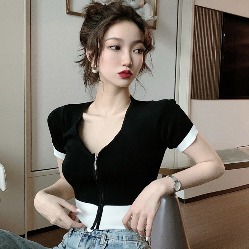 Áo Khoác Cardigan Dáng Ôm Phối Khóa Kéo Thời Trang Cho Nữ