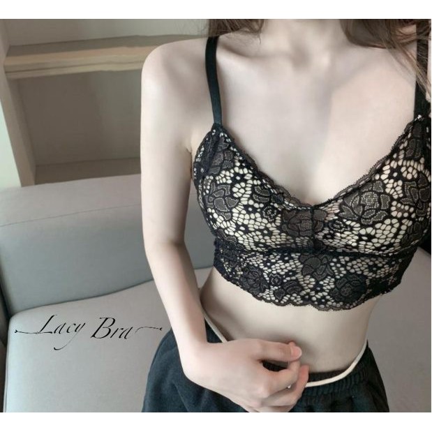 Áo Bra Ren Hoa Đệm Mỏng Thoáng Khí Dáng Cổ V Sexy Lacy Bra - AL26