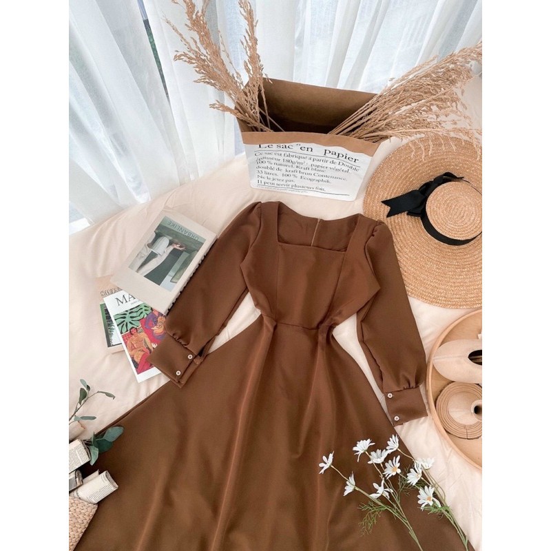 Đầm nữ dự tiệc với thiết kế cổ vuông tôn dáng Đầm Nữ Hoài Thương | BigBuy360 - bigbuy360.vn