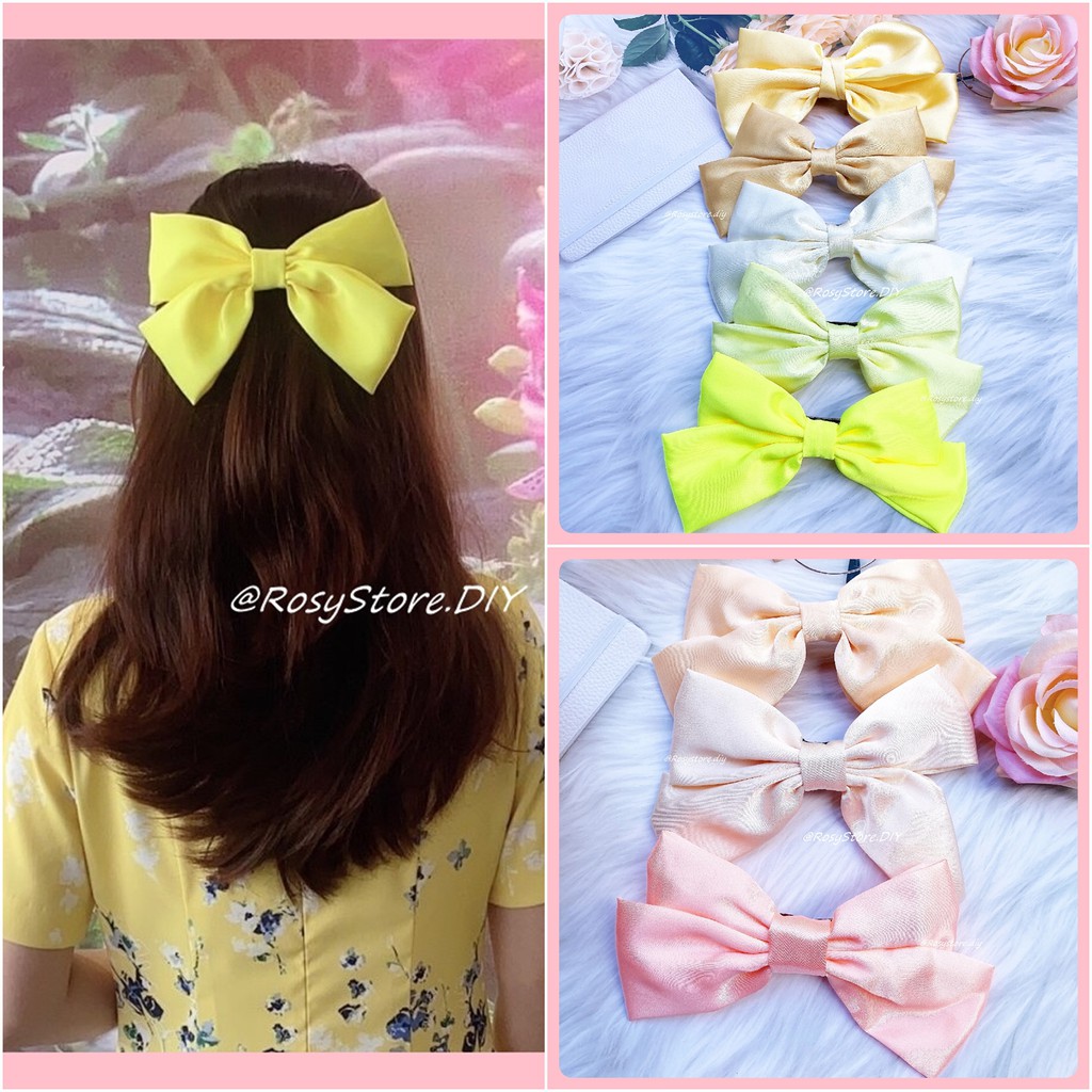 KẸP NƠ TIỂU THƯ LỤA SATIN VÀNG CAM SANG TRỌNG- KẸP TÓC THỜI TRANG PHỤ KIỆN NỮ GIÁ RẺ