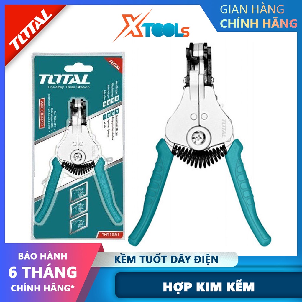 Kềm tuốt dây điện TOTAL THT1591 180mm (9 inch) kìm cắt dây điện hợp kim kẽm bền cứng không cong vênh chống rỉ [ XTOOLs]