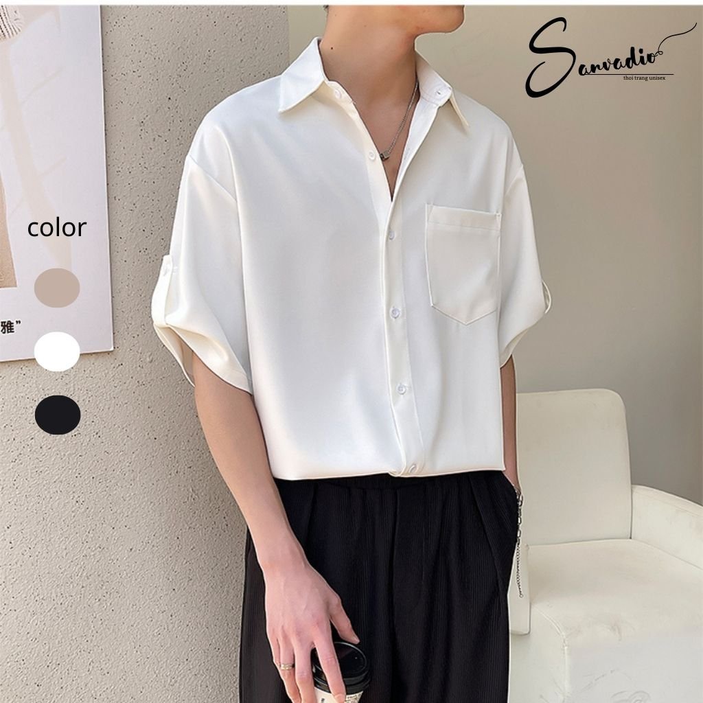Áo Sơ Mi Nam Sanvadio Áo Sơ Mi Tay Lỡ Phong Cách Hàn Quốc Thanh Lịch Và Sang Trọng hot Trend Hàn Quốc 2022 ASM49