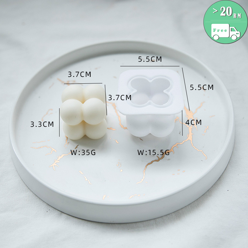 Khuôn Silicone Tạo Hình Làm Bánh Mousse / Socola / Bánh Kem / Nến Hình Khối Rubik 3d Diy