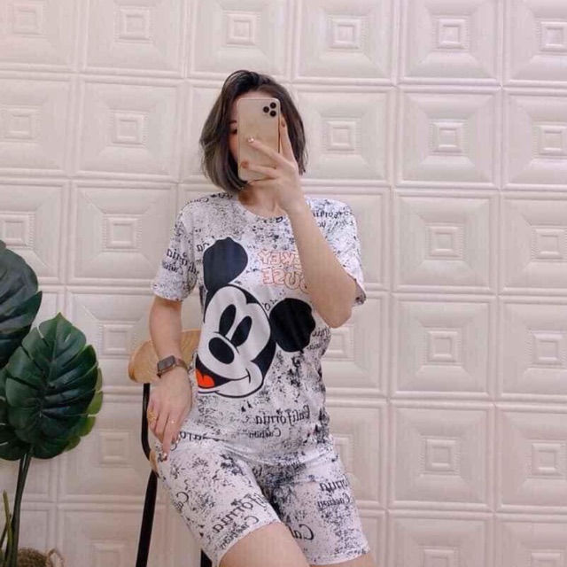 Bộ thun lạnh lửng mickey