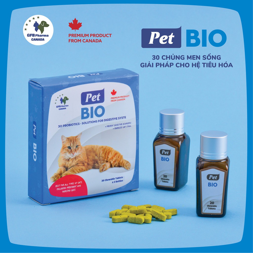 [Canada] Sản phẩm hỗ trợ - PET BIO - Giảm thiểu mùi hôi của phân, phòng ngừa rối loại tiêu hóa