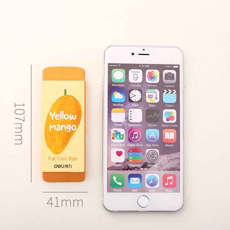 Gôm tẩy siêu to Deli hình vẽ hoa quả - cỡ lớn dùng lâu dài ít vụn tẩy sạch không gãy -  7105