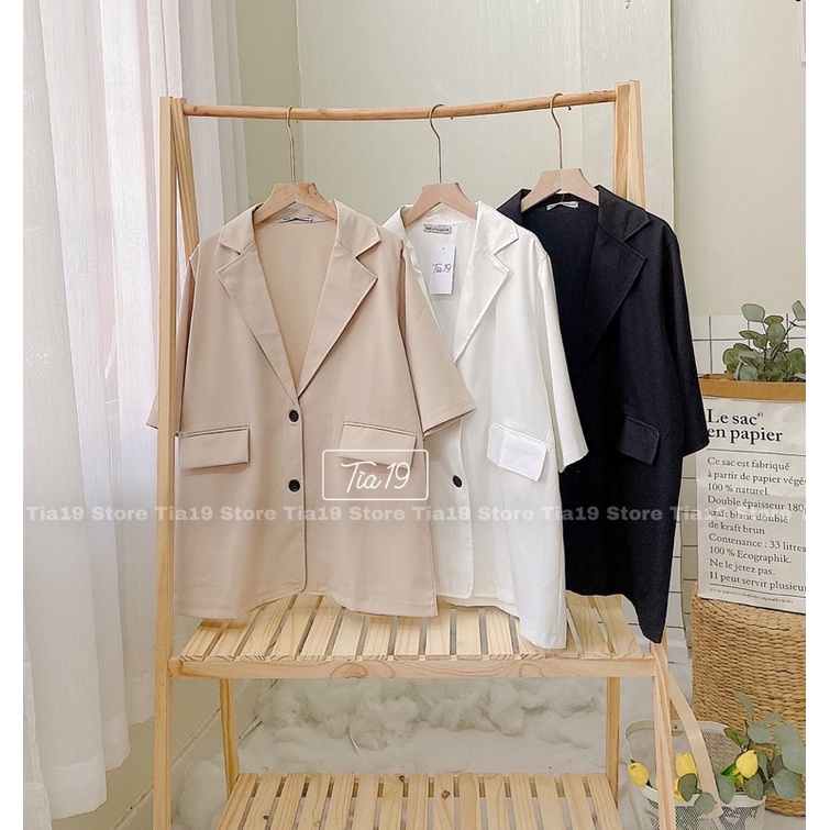 Áo blazer tay lỡ ulzzang loại 1 Tia19 . Áo khoác vest cộc tay hàn ( Ảnh thật)