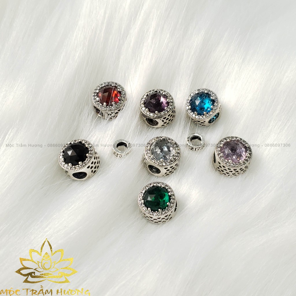 Vòng Tay Trầm Hương Tự Nhiên Tròn Đơn Tốc Việt Size 8/10/12/14mm - Charm (Tím Nhạt) Bạc S925 - MTH JEWELRY