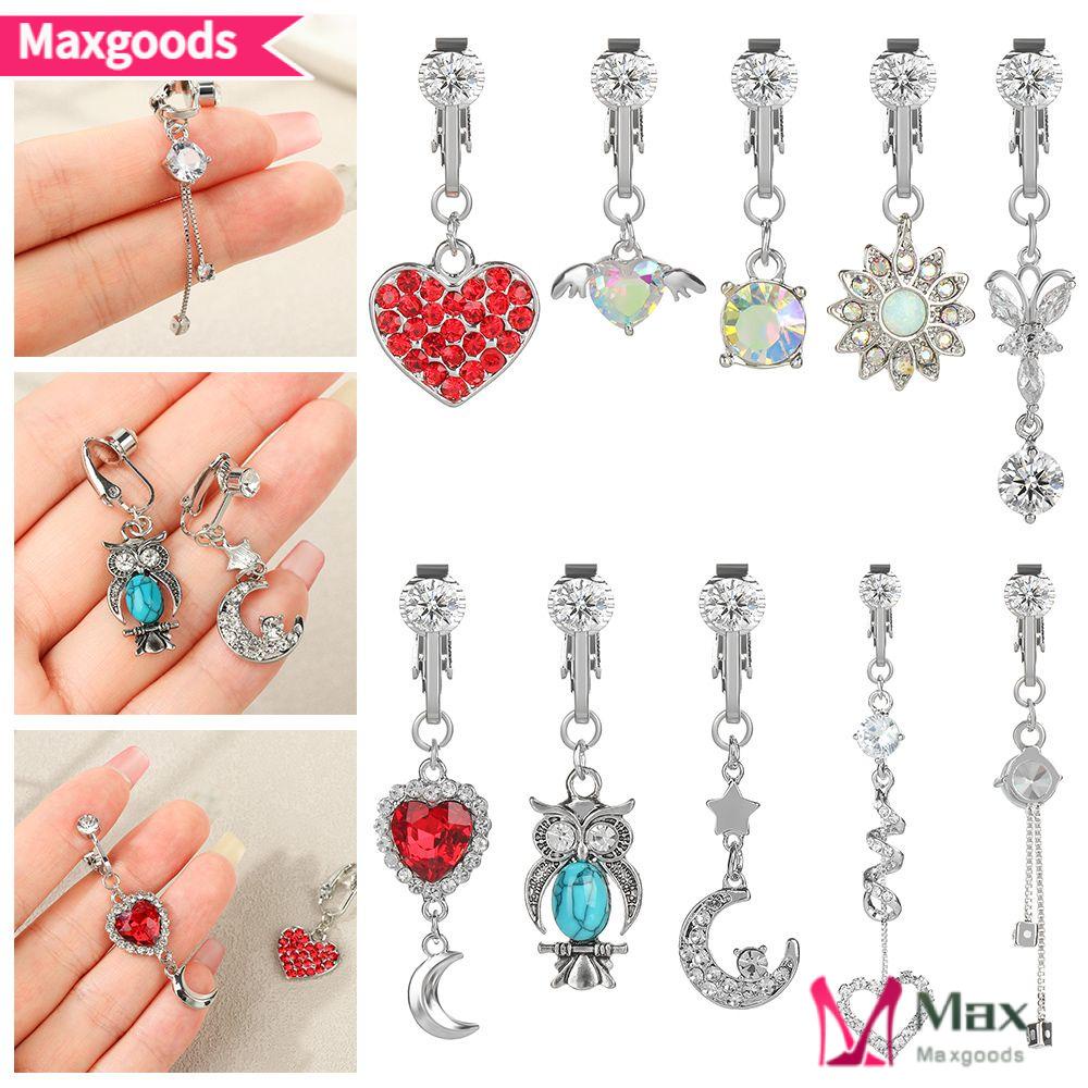 MAX=&gt; Clip On Umbilical Fake Belly Rings Cartilage Clip Navel Clip on Belly Button Rings Women Navel Rings Faux Piercing Earring Clip Body Jewelry