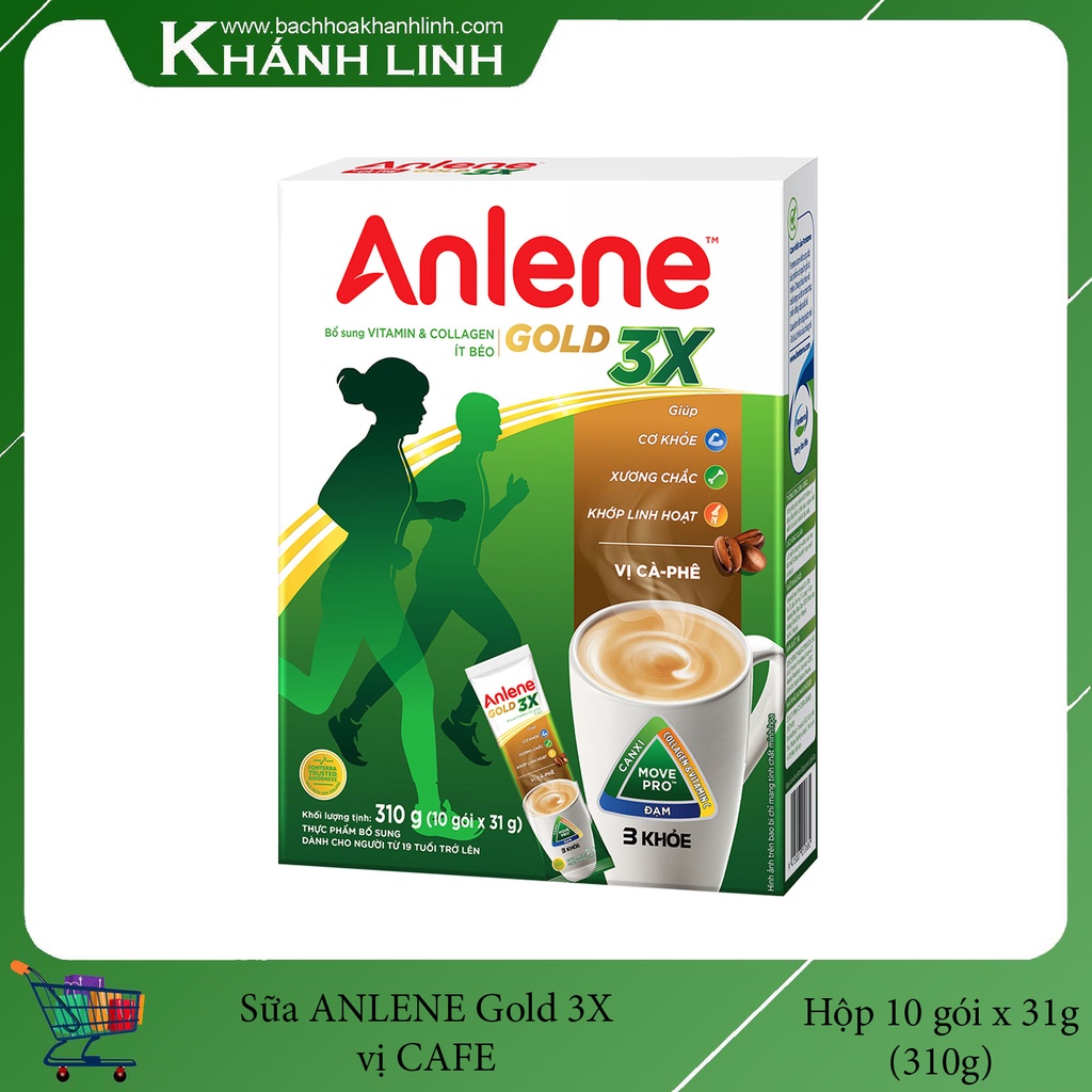 [FONTERRA] Sữa Anlene 3x Hương cà Phê Hộp Giấy 280g ( cho người trên 19 tuổi) mẫu mới