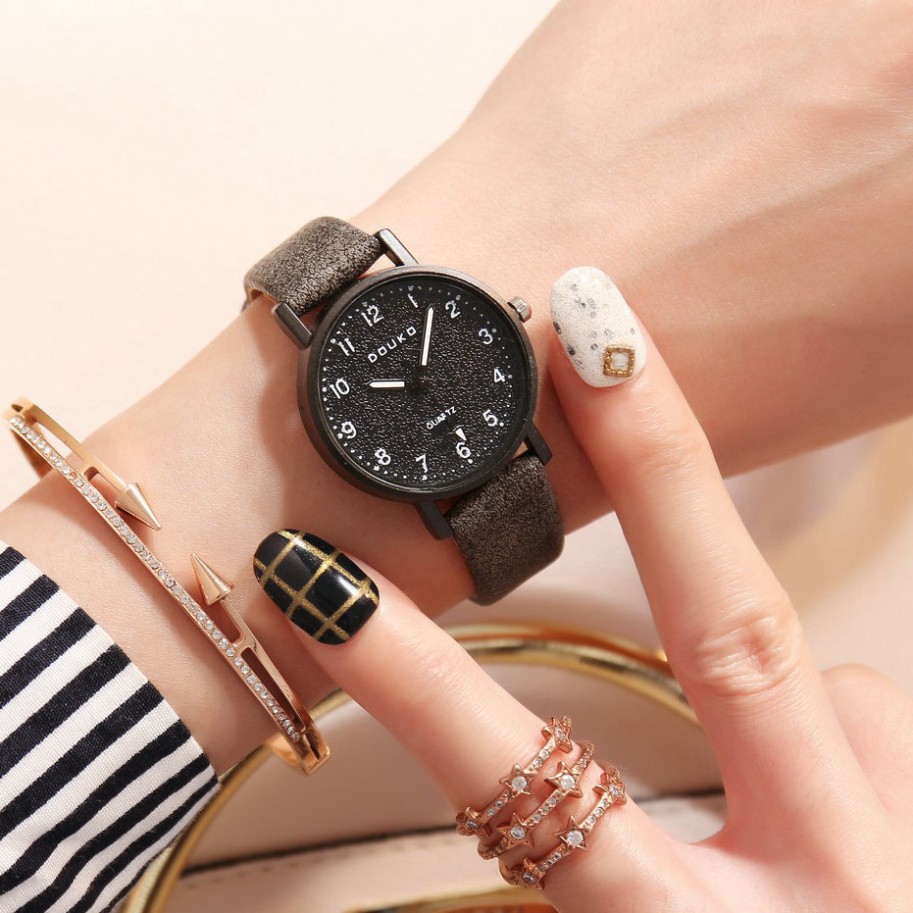 [G02] Đồng hồ nữ DOUKO chính hãng, mặt số, dây da mền đeo êm tay, kiểu dáng thời trang, 7 màu dể dàng phối đồ ( Mã: ADK 