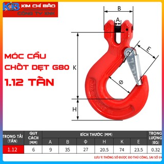 Móc cẩu chốt dẹt g80 1.12 tấn