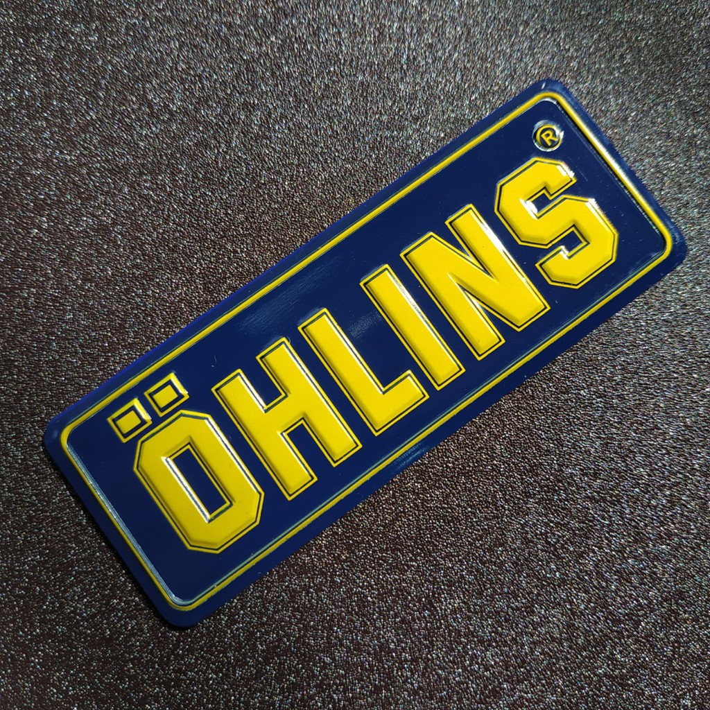 Tem nhôm dán Pô Ohlins 8x3cm