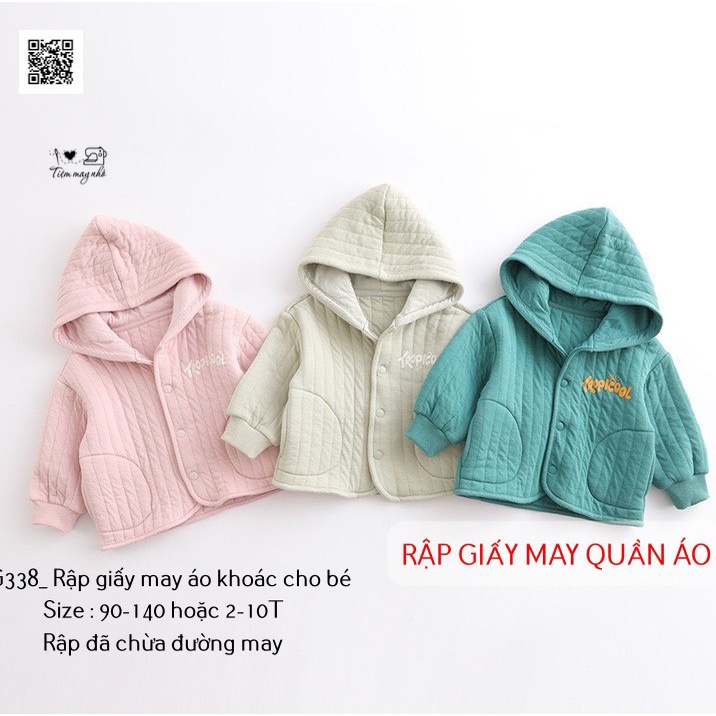 RG338_Rập giấy may áo khoác có mũ cho bé