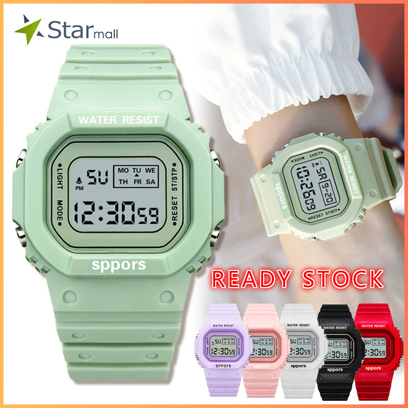 Electronic Sports Watch Water Resistant Square Face For Men And Women