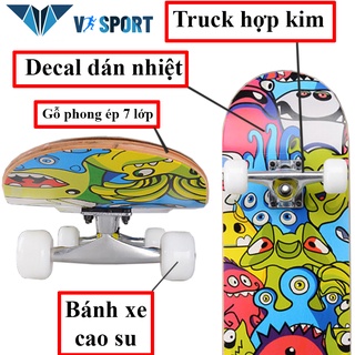 Ván trượt người lớn thể thao mặt nhám Skateboard kích thước 80x20cm