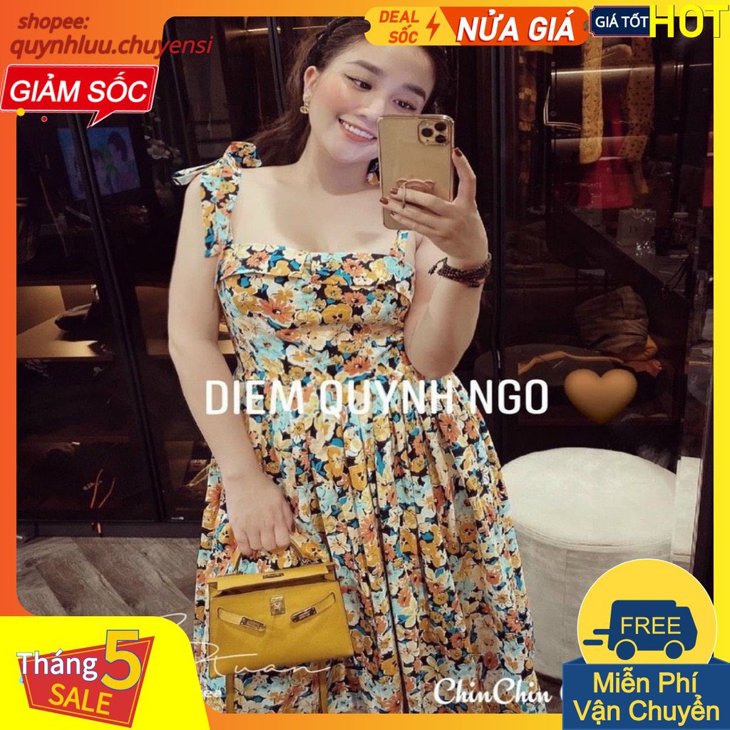 VN113 - VÁY XÒE 2 DÂY HOA XINH HÀNG TK NỮ | BigBuy360 - bigbuy360.vn