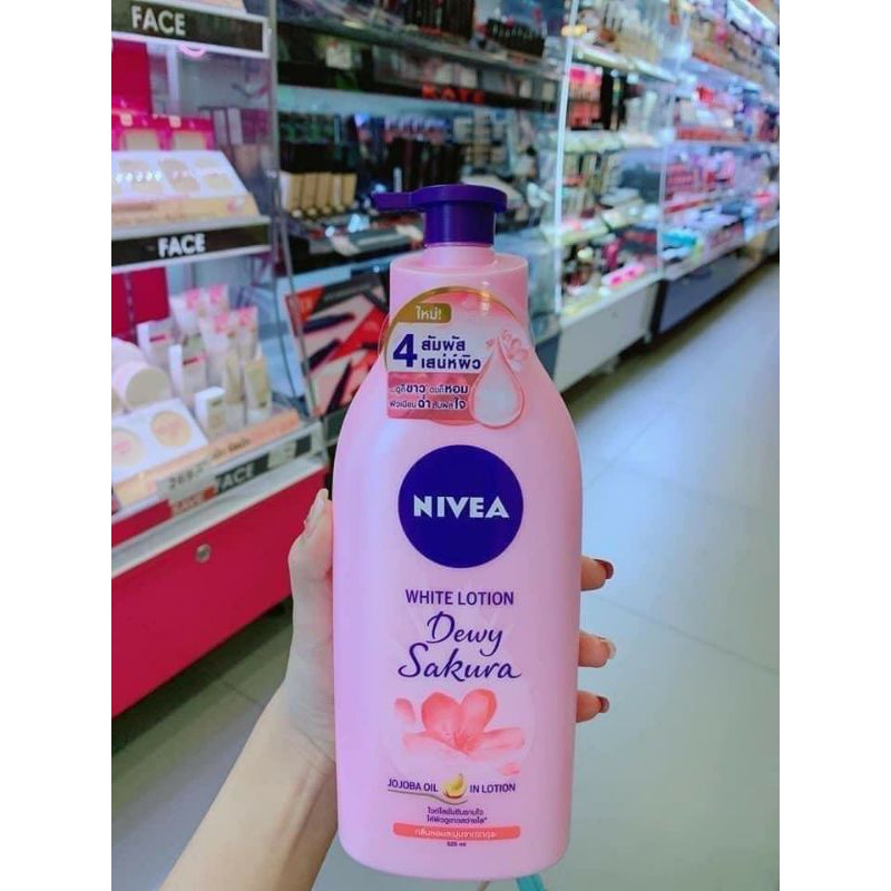 Sữa Dưỡng Thể Nivea Lotion Dewy Sakura & Oil Dưỡng Trắng Từ Dầu Jojoba- Nhập siêu thị CHUẨN Nội địa Thái Lan