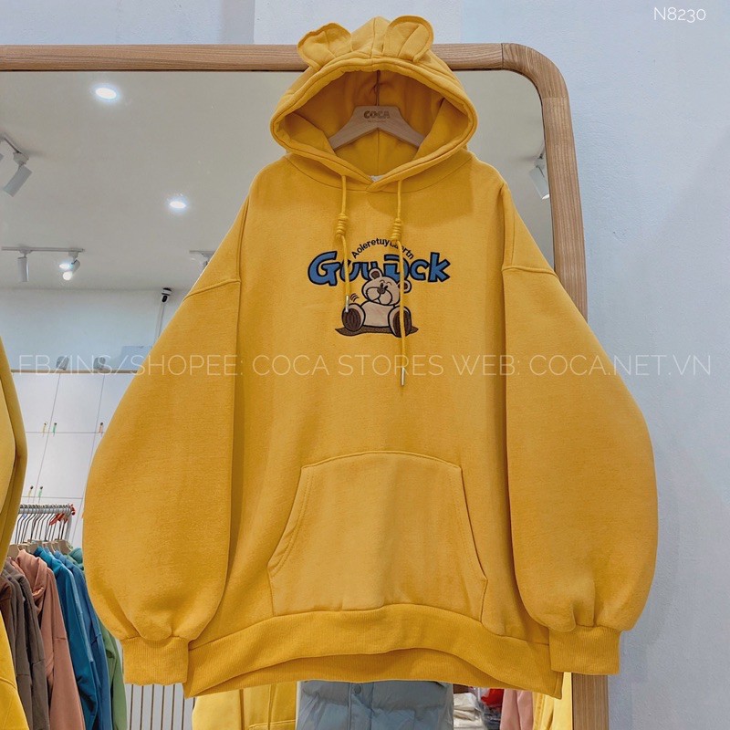 [N8230]🐻 Áo HOODIE nỉ bông mũ tai gấu GUUDUCK (Có sẵn/ảnh thật)