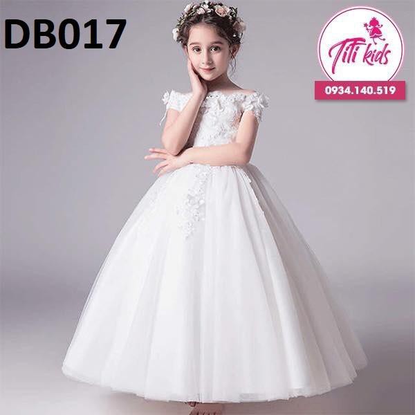 Đầm Công Chúa Bé Gái TiTiKids Trắng Trễ Vai DB017