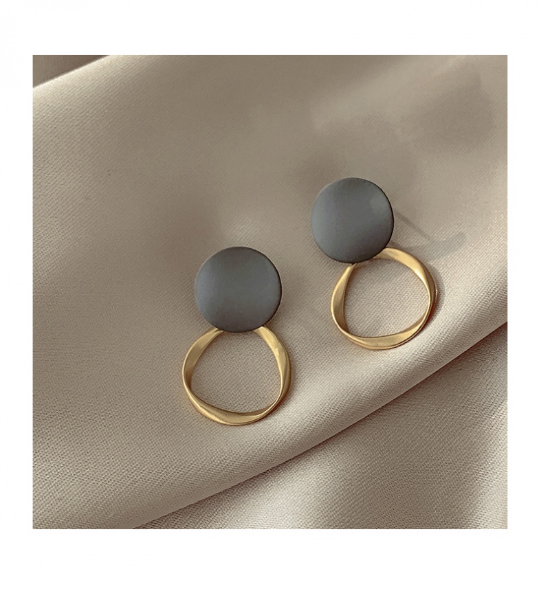 Bông tai tròn xi mạ bạc kiểu dáng đơn giản phong cách Hàn Quốc cho nữ