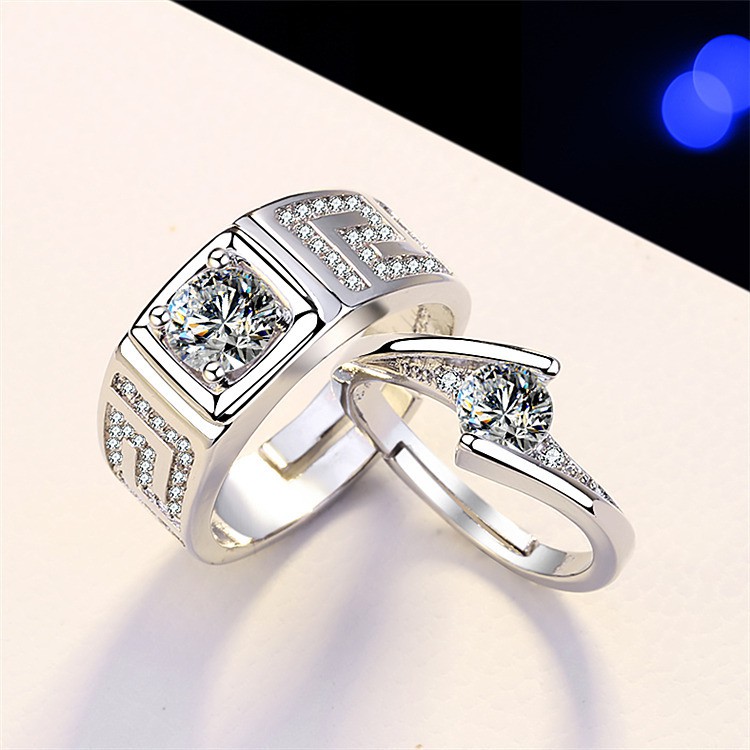 Nhẫn đính hôn kim cương vàng trắng thời trang nam và nữ