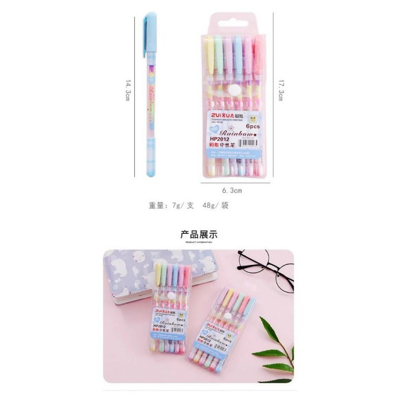 Set 6 Bút Ghi Chú Cầu Vồng 6 màu , bút dạ quang Highlighter Highligh