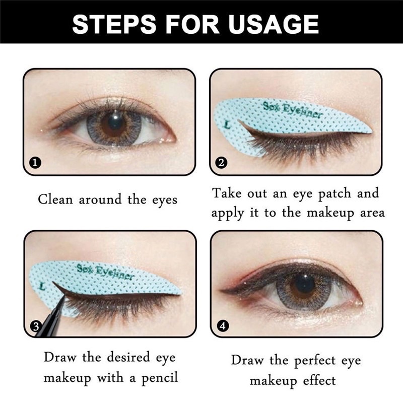 Bộ 32 miếng dán eyeliner kẻ mắt tiện lợi tái sử dụng nhiều lần