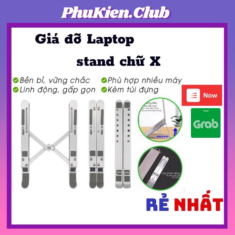 Giá đỡ Laptop Macbook stand chữ X cao cấp hỗ trợ tản nhiệt gấp gọn, để laptop ipad macbook kèm túi
