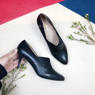 Bốt nữ cổ thấp da thật, Boot nữ cao gót 7cm hàng VNXK - Kimystore